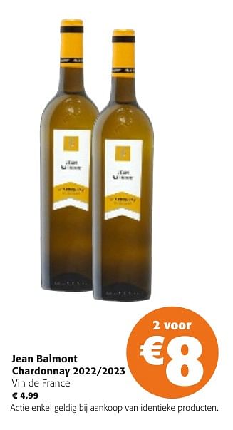 Promoties Jean balmont chardonnay 2022-2023 vin de france - Witte wijnen - Geldig van 24/04/2024 tot 07/05/2024 bij Colruyt