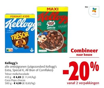 Promotions Kellogg`s alle ontbijtgranen - Kellogg's - Valide de 24/04/2024 à 07/05/2024 chez Colruyt