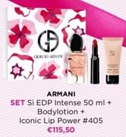 Promoties Armani set si edp intense + bodylotion + iconic lip power - Armani - Geldig van 29/04/2024 tot 05/05/2024 bij ICI PARIS XL