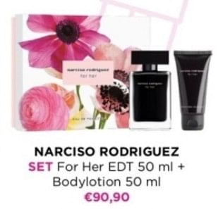 Promotions Narciso rodriguez set for her edt + bodylotion - Narciso Rodriguez - Valide de 29/04/2024 à 05/05/2024 chez ICI PARIS XL