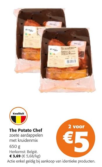 Promotions The potato chef zoete aardappelen met kruidenmix - The Potato Chef - Valide de 24/04/2024 à 07/05/2024 chez Colruyt