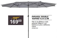 Promotions Parasol double rapino - Produit Maison - HandyHome - Valide de 25/04/2024 à 19/05/2024 chez HandyHome