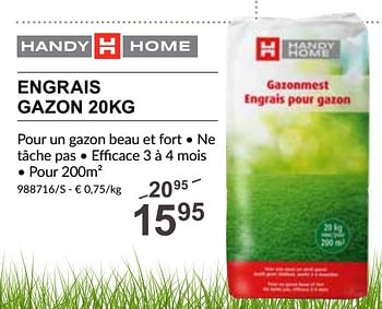 Promotions Engrais gazon - Produit Maison - HandyHome - Valide de 25/04/2024 à 19/05/2024 chez HandyHome
