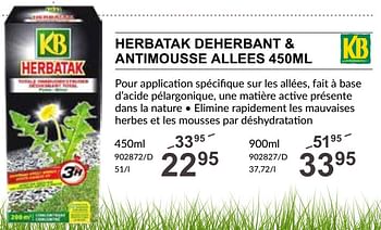 Promoties Herbatak deherbant + antimousse allees - KB - Geldig van 25/04/2024 tot 19/05/2024 bij HandyHome