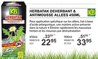 Promotions Herbatak deherbant + antimousse allees - KB - Valide de 25/04/2024 à 19/05/2024 chez HandyHome