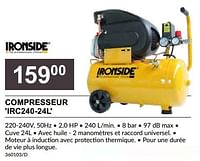 Promotions Ironside compresseur irc240 - Ironside - Valide de 25/04/2024 à 19/05/2024 chez HandyHome