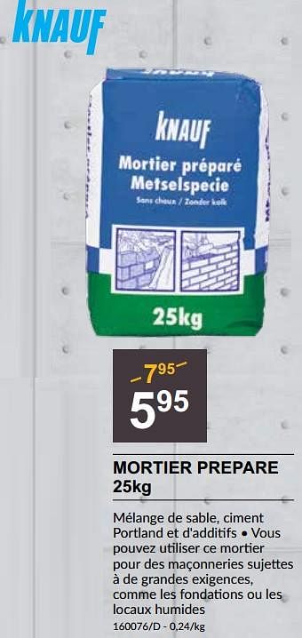 Promoties Mortier prepare - Knauf - Geldig van 25/04/2024 tot 19/05/2024 bij HandyHome
