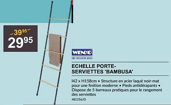 Promoties Echelle porteserviettes bambusa - Wenko - Geldig van 25/04/2024 tot 19/05/2024 bij HandyHome