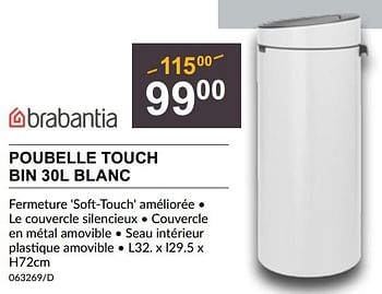 Promoties Poubelle touch bin blanc - Brabantia - Geldig van 25/04/2024 tot 19/05/2024 bij HandyHome