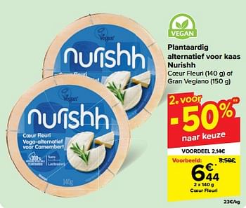 Promoties Plantaardig alternatief voor kaas coeur fleuri - Nurishh - Geldig van 30/04/2024 tot 06/05/2024 bij Carrefour