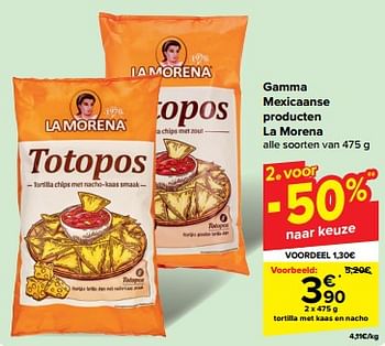 Promoties Tortilla met kaas en nacho - La Morena - Geldig van 30/04/2024 tot 06/05/2024 bij Carrefour