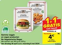 Promoties Vegan producten burgers - De Vegetarische Slager - Geldig van 30/04/2024 tot 06/05/2024 bij Carrefour