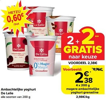 Promoties Magere ambachtelijke yoghurt grenadine - De Lelie - Geldig van 30/04/2024 tot 07/05/2024 bij Carrefour