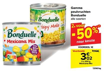 Promotions Peulvruchten mexicana mix - Bonduelle - Valide de 30/04/2024 à 06/05/2024 chez Carrefour