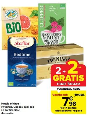 Promoties Thee bedtime yogi bio - Yogi Tea - Geldig van 30/04/2024 tot 07/05/2024 bij Carrefour