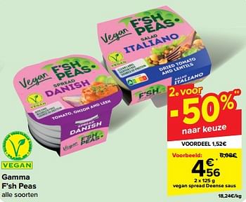 Promoties Vegan spread deense saus - F’sh Peas - Geldig van 30/04/2024 tot 06/05/2024 bij Carrefour