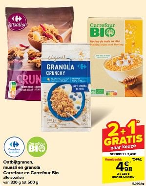 Promotions Granola crunchy - Produit maison - Carrefour  - Valide de 30/04/2024 à 07/05/2024 chez Carrefour