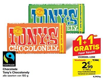 Promotions Reep melkchocolade karamel en zeezout - Tony's Chocolonely - Valide de 30/04/2024 à 07/05/2024 chez Carrefour