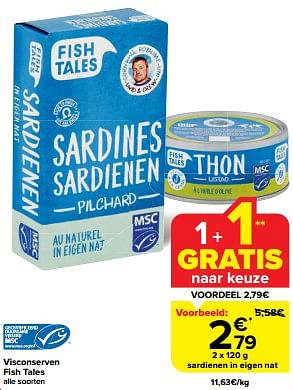 Promotions Sardienen in eigen nat - Fish Tales - Valide de 30/04/2024 à 07/05/2024 chez Carrefour