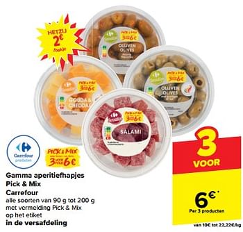 Promoties Gamma aperitiefhapjes pick + mix carrefour - Huismerk - Carrefour  - Geldig van 30/04/2024 tot 07/05/2024 bij Carrefour