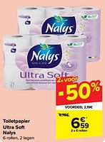 Promoties Toiletpapier ultra soft nalys - Nalys - Geldig van 30/04/2024 tot 07/05/2024 bij Carrefour