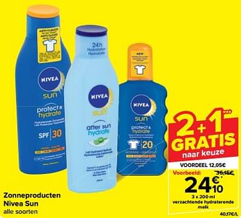 Promotions Zonneproducten nivea sun verzachtende hydraterende melk - Nivea - Valide de 30/04/2024 à 07/05/2024 chez Carrefour