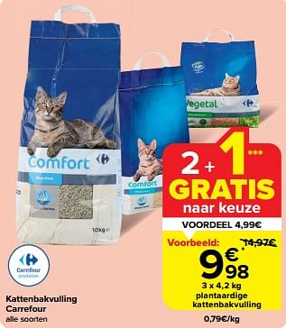Promotions Plantaardige kattenbakvulling - Produit maison - Carrefour  - Valide de 30/04/2024 à 07/05/2024 chez Carrefour