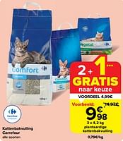 Promoties Plantaardige kattenbakvulling - Huismerk - Carrefour  - Geldig van 30/04/2024 tot 07/05/2024 bij Carrefour