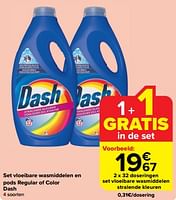 Promoties Set vloeibare wasmiddelen stralende kleuren - Dash - Geldig van 30/04/2024 tot 07/05/2024 bij Carrefour