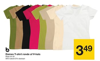 Promotions Dames t shirt ronde of v hals - Produit maison - Zeeman  - Valide de 27/04/2024 à 03/05/2024 chez Zeeman