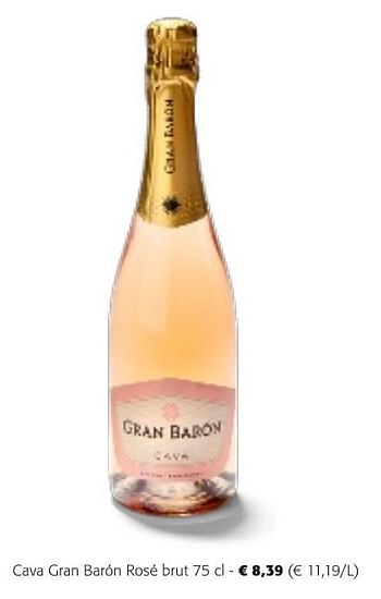 Promotions Cava gran barón rosé brut - Mousseux - Valide de 24/04/2024 à 07/05/2024 chez Colruyt