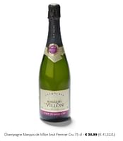 Promotions Champagne marquis de villon brut premier cru - Champagne - Valide de 24/04/2024 à 07/05/2024 chez Colruyt