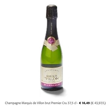 Promoties Champagne marquis de villon brut premier cru - Champagne - Geldig van 24/04/2024 tot 07/05/2024 bij Colruyt