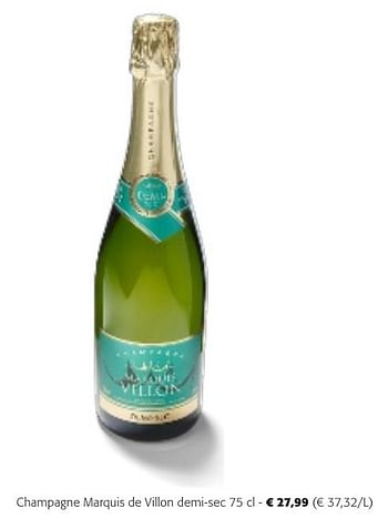 Promoties Champagne marquis de villon demi-sec - Champagne - Geldig van 24/04/2024 tot 07/05/2024 bij Colruyt