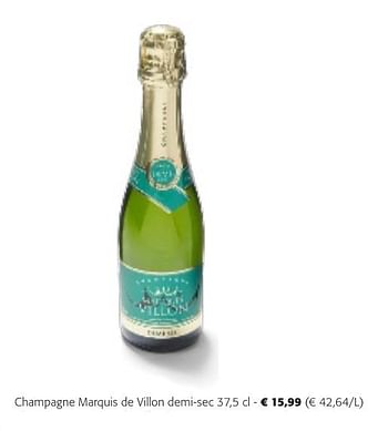 Promoties Champagne marquis de villon demi-sec - Champagne - Geldig van 24/04/2024 tot 07/05/2024 bij Colruyt