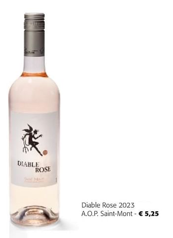 Promotions Diable rose 2023 a.o.p. saint-mont - Vins rosé - Valide de 24/04/2024 à 07/05/2024 chez Colruyt