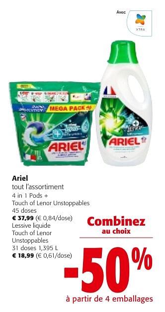 Promoties Ariel tout l`assortiment - Ariel - Geldig van 24/04/2024 tot 07/05/2024 bij Colruyt
