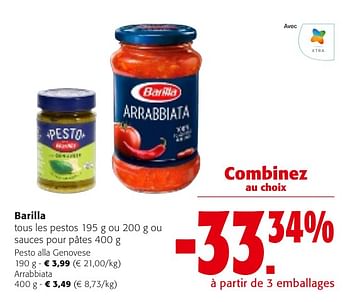 Promoties Barilla tous les pestos ou sauces pour pâtes - Barilla - Geldig van 24/04/2024 tot 07/05/2024 bij Colruyt