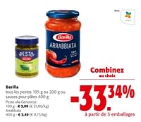 Promotions Barilla tous les pestos ou sauces pour pâtes - Barilla - Valide de 24/04/2024 à 07/05/2024 chez Colruyt