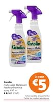 Promotions Carolin multi-usage dégraissant fraîcheur provence spray - Carolin - Valide de 24/04/2024 à 07/05/2024 chez Colruyt