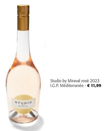 Promotions Studio by miraval rosé 2023 i.g.p. méditerranée - Vins rosé - Valide de 24/04/2024 à 07/05/2024 chez Colruyt