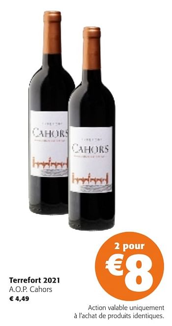 Promotions Terrefort 2021 a.o.p. cahors - Vins rouges - Valide de 24/04/2024 à 07/05/2024 chez Colruyt