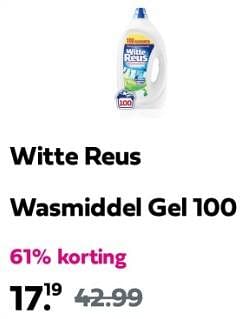 Promotions Witte reus wasmiddel gel - Witte reus - Valide de 28/04/2024 à 05/05/2024 chez Plein