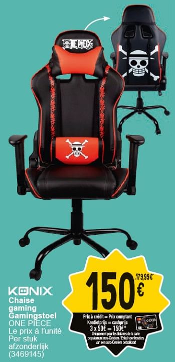 Promoties Chaise gaming gamingstoel one piece - Konix - Geldig van 30/04/2024 tot 13/05/2024 bij Cora