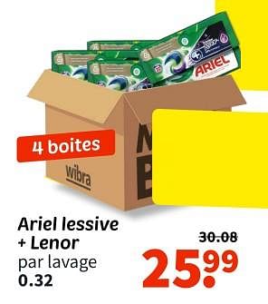 Promoties Ariel lessive + lenor - Ariel - Geldig van 25/04/2024 tot 09/05/2024 bij Wibra