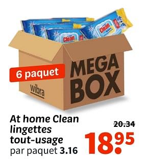 Promoties At home clean lingettes tout-usage - At Home - Geldig van 25/04/2024 tot 09/05/2024 bij Wibra