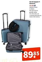 Promotions Set de bagages 4 éléments valises à main 2 valises grande valise 1 coussin tour de cou - Produit maison - Wibra - Valide de 25/04/2024 à 09/05/2024 chez Wibra