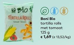 Boni bio tortilla rolls met tomaat