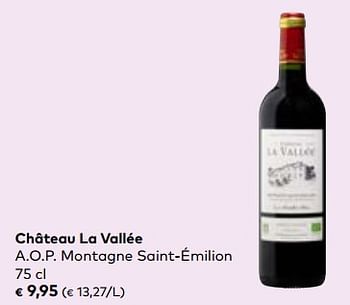 Promoties Château la vallée a.o.p. montagne saint-émilion - Rode wijnen - Geldig van 24/04/2024 tot 21/05/2024 bij Bioplanet