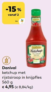 Promotions Danival ketchup met rijstsiroop in knijpfles - Danival - Valide de 24/04/2024 à 21/05/2024 chez Bioplanet